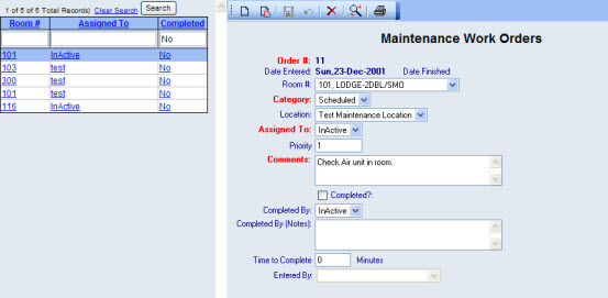 Maintenance Work Orders - Add Edit
