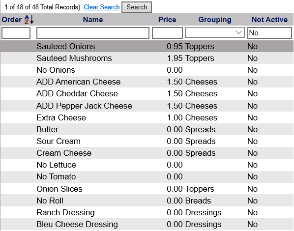 Modifiers - Menu Item Set Up