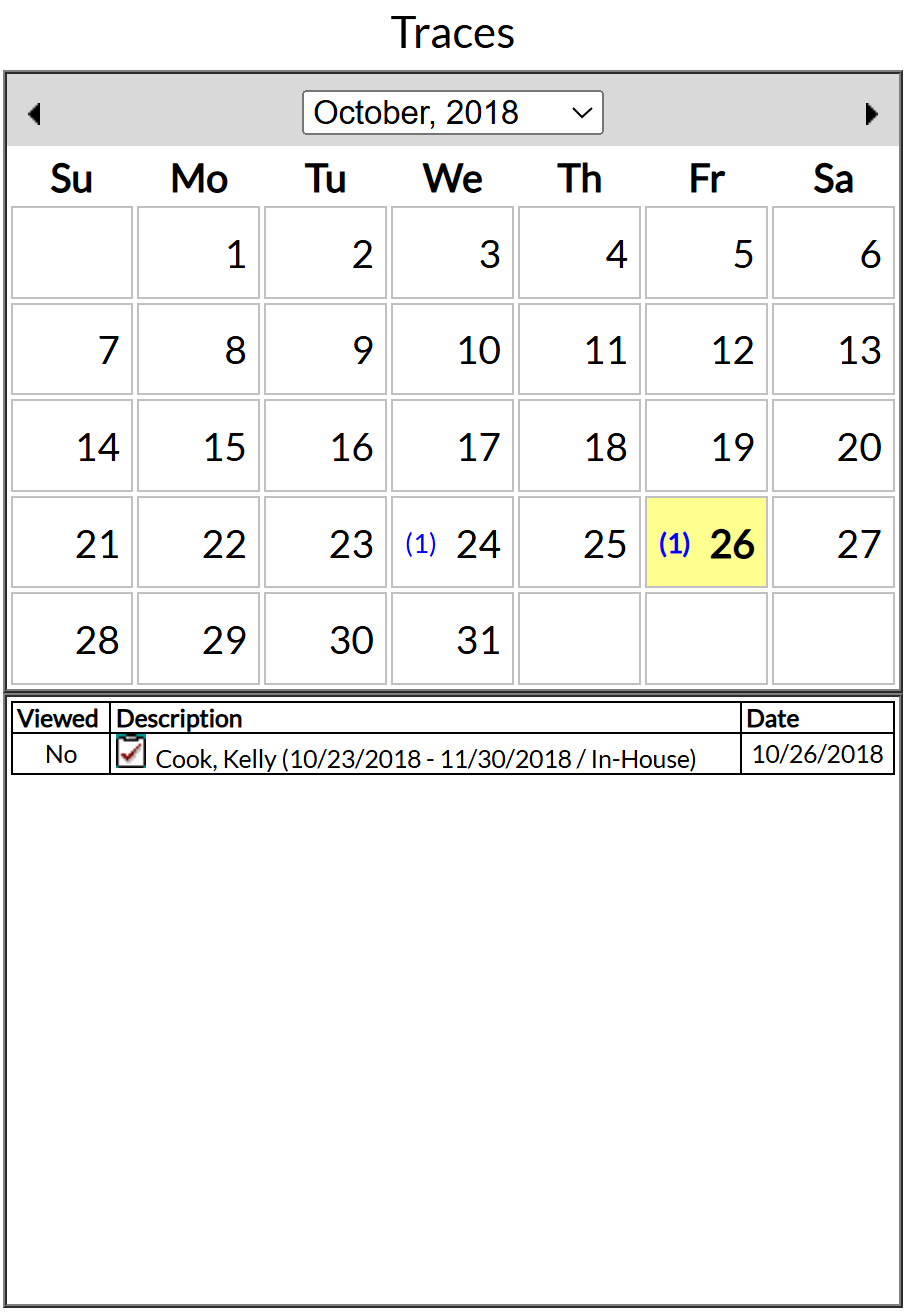 Personal Tracing Calendar