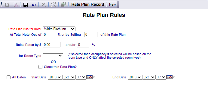 Rate Plan Table Sample Rate Plan Types